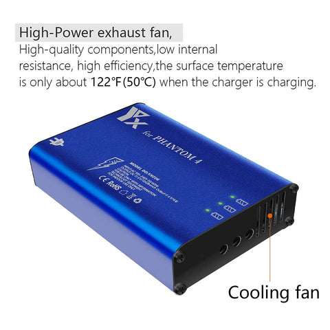 4 In 1 Rapid Parallel Battery Charger With Ground For DJI Phantom 4 Series Drones And Remote Controller, blue casing