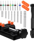 47 Piece Hand Drill Bit Set With Mini Bench Vise Clamp And Pin Vise, Twist Drills And Mini Color Drills Kit For DIY Woodworking