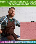DIY Concrete Patio Paver Molds Large Cobblestone Pathmaker Mold For Walkways shown with a man holding a concrete mold sample