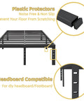 Straight Up Heavy Duty Queen Bed Frame Built Like A Tank With Ample Underbed Storage showcasing plastic protectors and headboard compatibility.