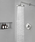 Complete Shower Faucet Set With Rain Shower Head Brushed Nickel Finish Anti Scald Pressure Balance Valve Trim Included