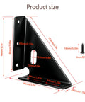 Product size diagram of Set Of 4 Beefy Heavy Duty Gusset Joints For Furniture And Shelves With Trapezoid Corner Braces, black finish
