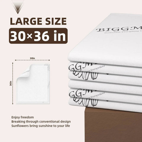 Top Shelf Heavy Duty Adult Underpads 36X30 40 Pack Super Absorbent Disposable Chux Pads stacked, showcasing large 30x36 size.