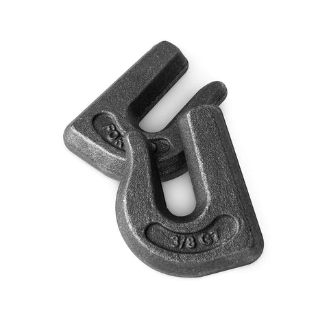 4 Pack Three Eighths Inch Weld-On Chain Hooks Grade 70 Forged Tow Hooks for Trailers Trucks Rigging 6600 Lbs, close-up view