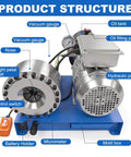 Sciolix 2200W Electric Hydraulic Hose Crimping Machine With 8 Dies For 6 To 25mm ID 35mpa Pressure showing detailed product structure.
