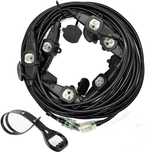50 Foot 12 Gauge Outdoor Power Extension Cord With Seven Outlets ETL Listed IP44 Weatherproof Cap coiled product view