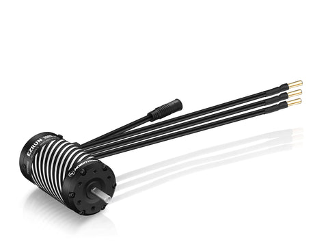 EZRun 3665 SD G3 Brushless Motor 3200KV For RC Cars With Waterproof Sensored Cable Interface And Temperature Protection Designed To Pair Seamlessly With MAX10 G2 ESC High Precision Hall Sensor For Smooth Power, shown with cables and shaft