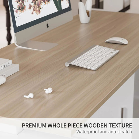 L Shaped Electric Standing Desk With Light Walnut Finish Built In File Cabinet And Spacious Shelving Height Adjustable Ergonomic Corner Workstation showing premium wooden texture surface with accessories.