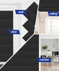 Twelve Piece Heavy Duty Acoustic Foam Wall Panels Crafted For Home Studios And Modern Workspaces Delivering Top Shelf Sound Dampening And Flame Retardant Coverage on wall, door, and ceiling.