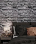 Bedroom with Grey Brick Wallpaper Peel And Stick 17.7 By 394 Inches Faux 3D Stone For Bathroom Bedroom Kitchen And Living Room