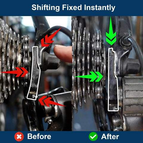 Comparison of before and after using Cannondale KP284 Derailleur Hanger Replacement for smooth shifting on MTB and road bikes.