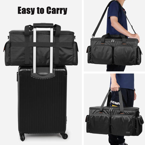 DJ Cable Organizer Bag With Detachable Padded Bottom And Dividers on luggage, shoulder and hand-held views, transportable bag