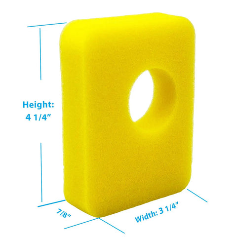 Three Pack Replacement Foam Air Cleaner Filter For Lawn Mower Air Filters, yellow, dimensions 4 1/4" x 3 1/4" x 7/8".