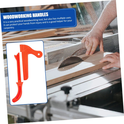 Heavy Duty Woodworking Push Blocks 2 Pack Table Saw Safety Sticks Non Slip Carpenter Push Tool shown in use at table saw.