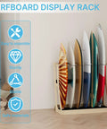 Easy Assembly Wooden Surfboard Rack For Six Boards With Foam Padding And Elastic Safety Straps Built Beefy For Serious Riders