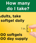 Vitamin D3 1000 IU Softgels Game Changer For Bone Density And Immune Defense For Men And Women Features A Bulk 300 Count Pack That Slaps A Full 300 Day Supply Of Vital Nutrients Supports Teeth Health, showing dosage instructions for daily use.