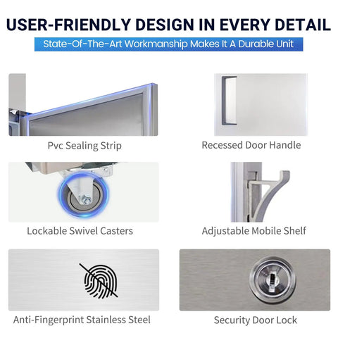 User-friendly features of Top Shelf Commercial Upright Freezer With Twenty Three Cubic Foot Capacity, showcasing durability and design.