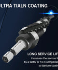 Four Spiral Flute TiAlN Coated Step Drill Bit Unibit 1/8 In To 1/2 In Wear Resistant Cobalt Drill Bit With 1/4 In Hex Shank For Metal