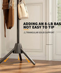Heavy Duty Anti-Tip Coat Rack With 8 lb Stable Base And 80 lb Load Tested Metal Standing Tree Featuring Eight Hooks