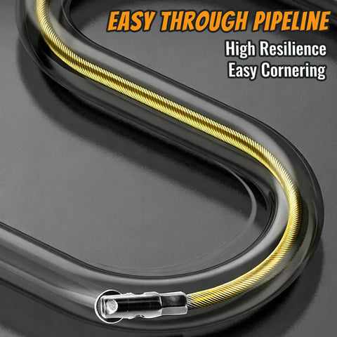 Pro Grade 40 Foot Heavy Duty Fish Tape Cable Puller Kit With Pulley And Tape Fastener in transparent conduit showing flexibility