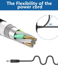 Close-up of the flexible cord structure for the Zero Hassle AC DC Power Adapter Compatible With Skil Electric Screwdriver Charger.