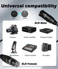 Flat XLR Male To XLR Female Microphone Cable 12 Ft Low Profile Balanced Shielded 3 Pin DMX Patch Cord universal compatibility