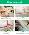 Straight Up No Sweat Cabinet Hardware Jig Kit Featuring 44 And 16 Inch Aluminum Alloy Measuring Rulers for installation steps.