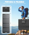 350W Portable Foldable Solar Panel With XT60 And Anderson Output for Power Stations, carried by person outdoors