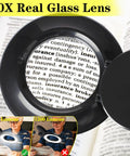 10X Magnifying Glass With Light And Stand Great For Close Work And Crafts showing text under high magnification