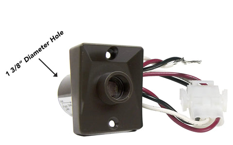 Outdoor Dusk To Dawn Photocell Sensor With Ezee Change Plug For 3 Inch Lamp Posts Auto On Off Bronze Finish, UL Listed, connector view