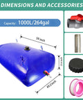 Heavy Duty 1000 Liter Foldable Water Storage Bladder Portable Tank for Camping RV Emergency Prep and Outdoor Use thick PVC