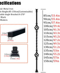 Heavy Duty Metal Staircase Balusters 6 Pack Adjustable Angle Railing Spindles for Deck and Porch, black metal specifications