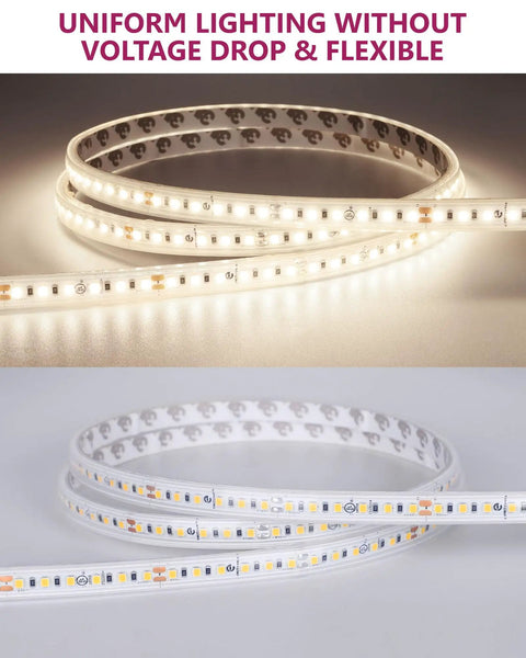 Outdoor 16.4 Ft IP67 Waterproof 24V Neutral White 4000K LED Strip Light High Density 600 LEDs Tape illuminated.