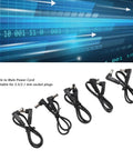 90 Degree Angled Dc Power Extension Cable Five Piece Set Male To Male 5.5Mm By 2.1Mm Connector, five leads with black cables.