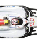 Top view of a One To Sixty Four Scale Premium Die Cast Formula One Race Car With Real Riders Tires Metal Body And Chassis Includes Display Plinth And Collectible Packaging Styles May Vary Must Have For Gearheads And Car Collectors