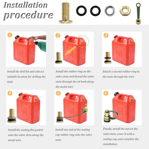 Installation procedure for 12 Pack Gas Can Vent Caps Kit Premium Brass Gas Tank Vent Cap With Viton Seals For Faster Flow And Leak Proof