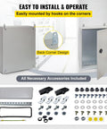 Rugged Outdoor Electrical Enclosure 20x20x6 Inch, NEMA 4 Waterproof Dustproof IP65 Cold-Rolled Carbon Steel Hinged Junction Box