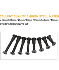 M6 Furniture Connector Bolts And Barrel Nuts Set Black Zinc Plated Phillips Drive showing bolt sizes with rivet caps