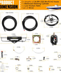 Upgrade Your Boat With A 150HP Hydraulic Outboard Steering Kit For Boats Featuring Electroplated Steering Wheel Helm Pump Hydraulic Cylinder 26 Ft PU Hoses Fits Most Single Outboard Powered Boats Up To 150 HP image showing components and dimensions