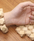 Unpainted Faceted Geometric Wood Beads 16mm With 3.5mm Holes Natural Color for DIY Jewelry Making as bracelet on wrist