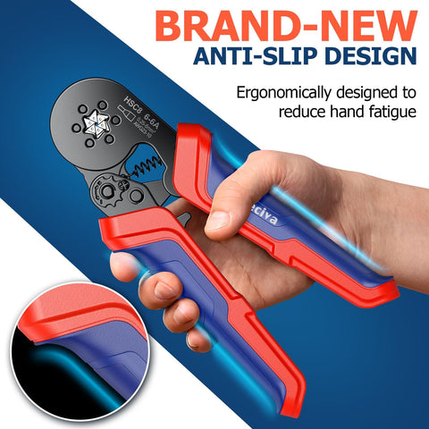 Pro Grade Ferrule Crimping Tool Kit With 1500 Ferrules, Dual And Single Wire Connectors, ergonomic anti-slip handle design