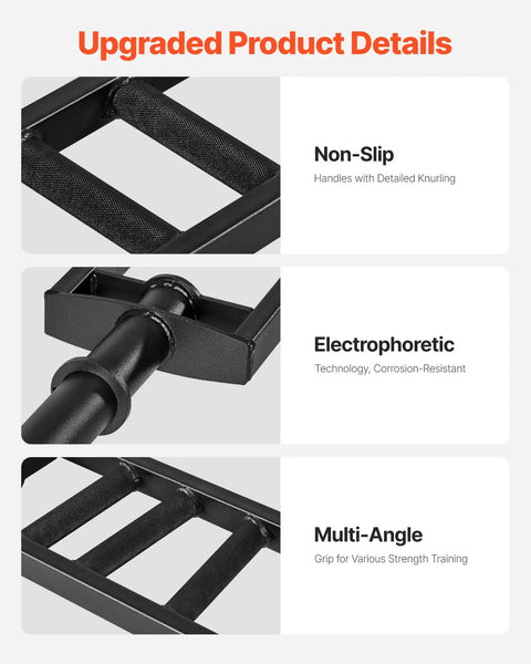 Heavy Duty 2 Inch Swiss Bar With Three Grip Positions Built To Last, Supports Up To 550 Lbs, Includes Collars And Knurled Grips