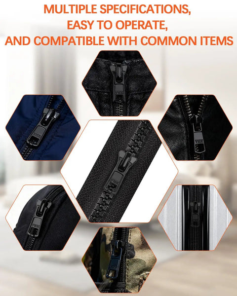 Close-up of All In One Zipper Repair Kit With Replacement Sliders Pulls And Stoppers For Universal Zippers Including Size 3 And 5