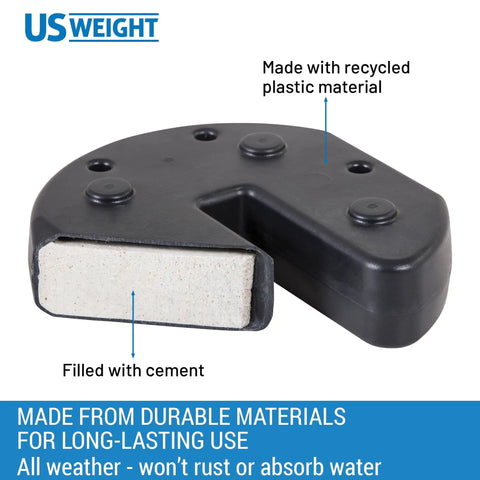 Set Of Four 40 Pound Canopy Weights With Carry Strap Heavy Duty No Pinch Design, concrete-filled black weight with recycled plastic