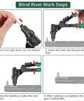 Step-by-step guide using 3 In 1 Do It All Rivet Nut Tool Kit With Swivel Head For Metal And Auto Sheet Metal DIY Repairs Includes 4 Mandrels 4 Rivet Heads And 2 Reaming Mandrels Heavy Duty Pop Rivet Gun