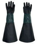 Rugged Rubber Sandblasting Gloves For Abrasive Blasting, Long 23.6 Inch Cuffs With Cotton Lining, Heavy Duty Hand Protection