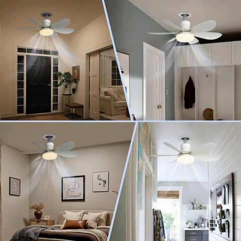 Remote Dimmable Socket Fan Light, 20.5 Inch Screw-In Ceiling Bulb Fan Combo With Socket Extender installed in room settings