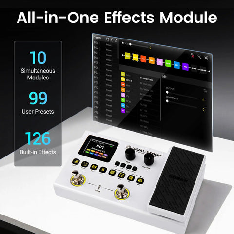 Dual Stomp Multi Effects Guitar Pedals Dope Rechargeable Processor With Expression Wah And Volume 99 Presets 126 Effects