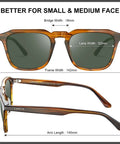 Retro Sunglasses For Men With Polarized UV400 Protection Handcrafted Acetate 60s Style Square Cool Sun Glasses