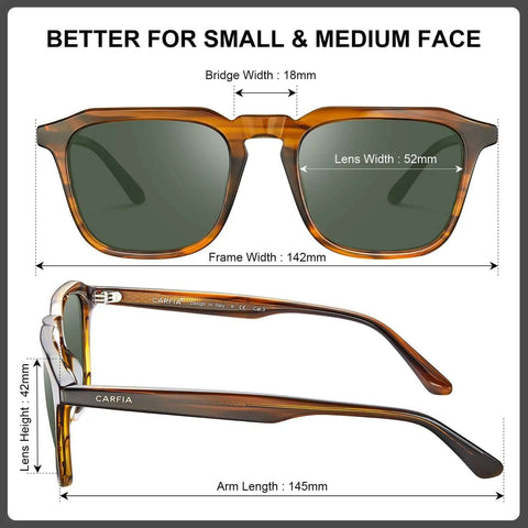 Retro Sunglasses For Men With Polarized UV400 Protection Handcrafted Acetate 60s Style Square Cool Sun Glasses